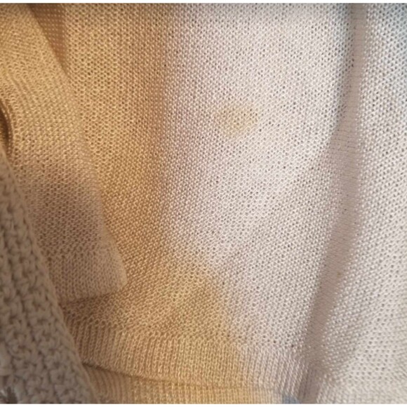 Sigrid Olsen Blouse Cream Beige Party Women's Sequins Hand Knitted Top M - Picture 12 of 12